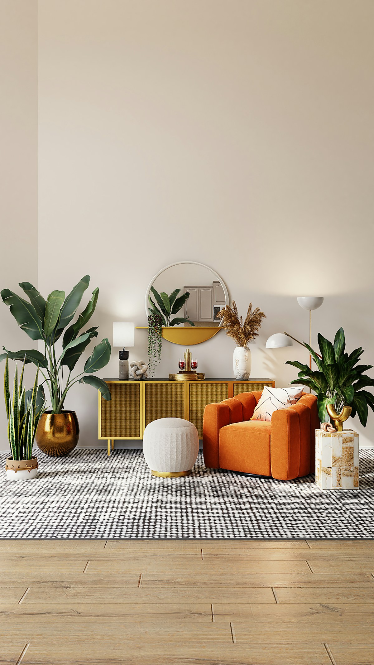 Middletown interior with with textured wallcovering